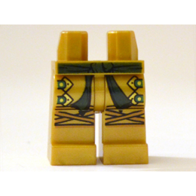 pearl gold hips and legs with dark green sash gold buckles and yellow knee wrappings pattern
