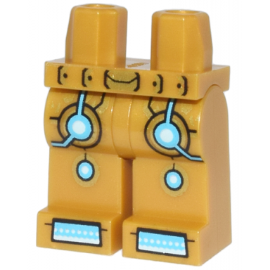 pearl gold hips and legs with gold medium azure and white circuitry and boot tips pattern