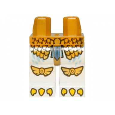pearl gold hips and white legs with gold scaled armor eagle knee covers and yellow talons pattern