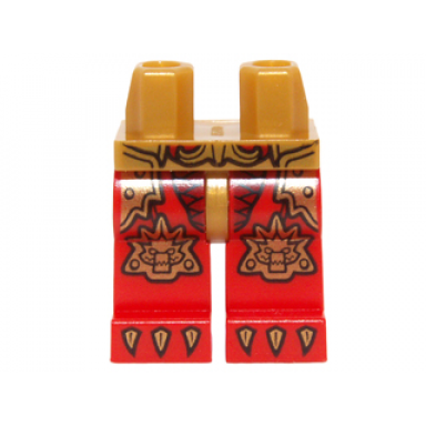pearl gold hips and red legs with gold belt armor with scales alligator crocodile knee pads and claws pattern