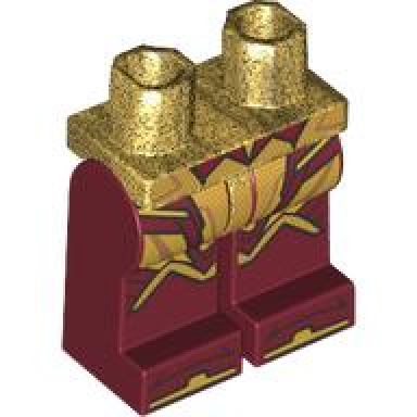 pearl gold hips and dark red legs with gold armor plates and toes pattern