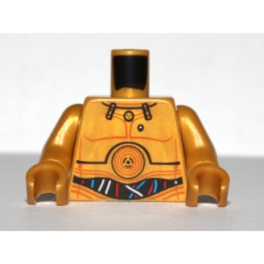 pearl gold torso sw c-3po with blue red and white wires pattern pearl gold arms pearl gold hands