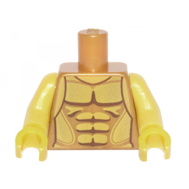 pearl gold torso armor with gold plated muscles outline pattern flying warrior yellow arms yellow hands