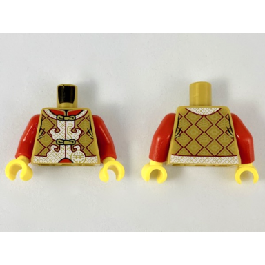 pearl gold torso ornate gold white and dark red vest over red shirt pattern red arms yellow hands