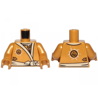 pearl gold torso ninjago robe with white sash pattern pearl gold arms pearl gold hands