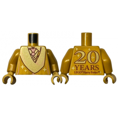 pearl gold torso robe with shirt and tie 20 years lego harry potter on back pattern pearl gold arms pearl gold hands
