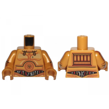 pearl gold torso sw c-3po with red and silver wires and gold chest highlights pattern pearl gold arms with c-3po pattern pearl gold hands