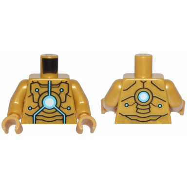 pearl gold torso armor with gold and black trim and medium azure and white circuitry pattern pearl gold arms pearl gold hands
