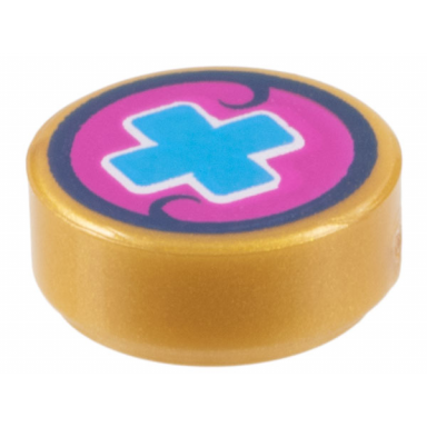 pearl gold tile round 1 x 1 with dark azure cross on magenta background pattern