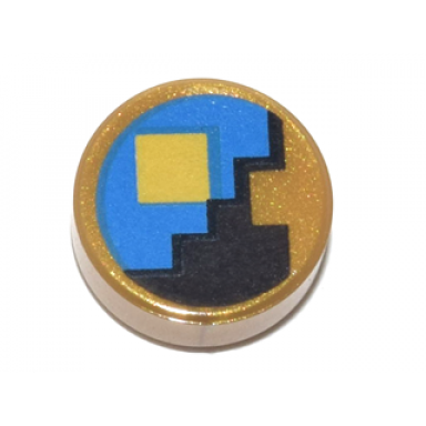pearl gold tile round 1 x 1 with yellow square on black and blue background pattern minecraft clock