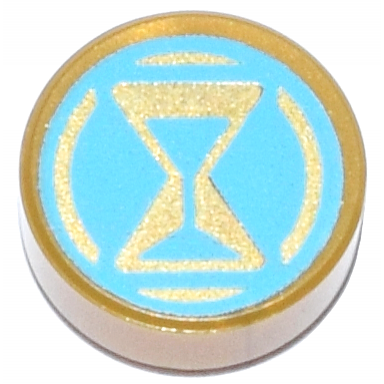 pearl gold tile round 1 x 1 with gold and medium azure hourglass and circle pattern