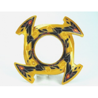 pearl gold ring 4 x 4 with 2 x 2 hole and 4 arrow ends with black and red stone shards pattern ninjago spinner crown