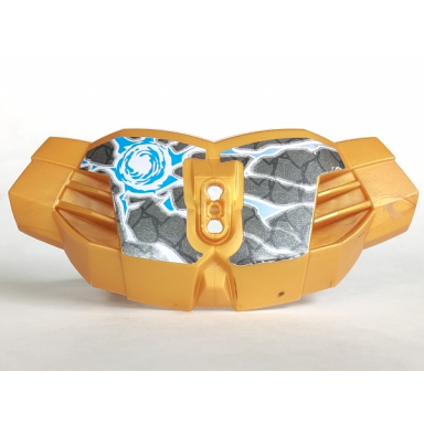 pearl gold hero factory chest armor large with blue and white chi and fractures on dark gray pattern stickers - set 70202