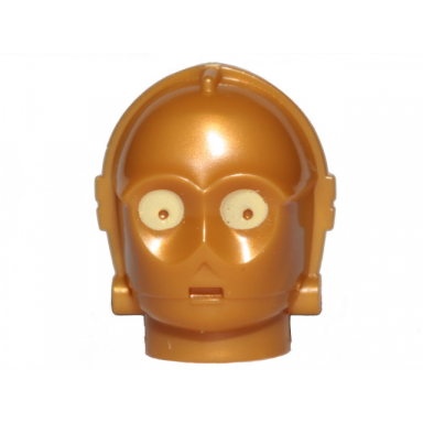 pearl gold minifigure head modified sw 3po tc series protocol droid with bright light yellow eyes pattern c-3po k-3po tc-4 tc-14 u-3po