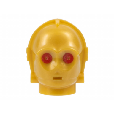 pearl gold minifigure head modified sw 3po tc series protocol droid with red eyes pattern c-3po