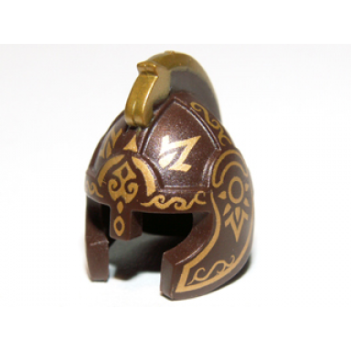 minifigure headgear helmet castle with cheek protection and comb with gold icons pattern king theoden