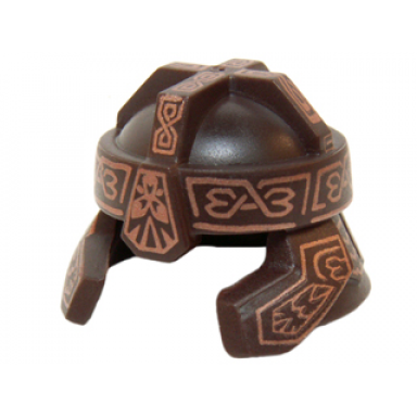minifigure headgear helmet castle with cheek and neck protection and armor panels with copper ornaments pattern gimli