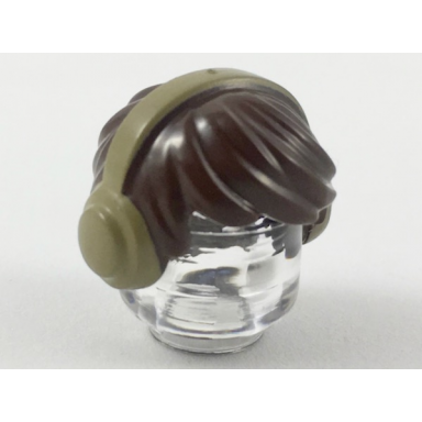 minifigure hair short tousled with dark tan earmuffs pattern