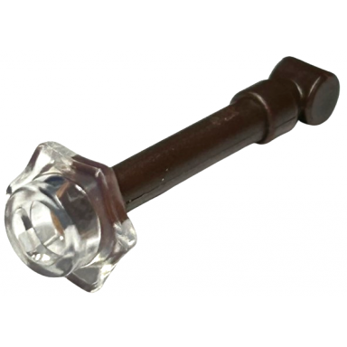 dark brown minifigure utensil wand with molded trans-clear stud pattern