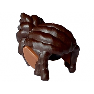 minifigure hair long side bangs bun with molded medium brown elf ears pattern