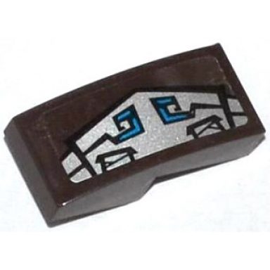 dark brown slope curved 2 x 1 x 2 3 with blue and silver gorilla armor pattern model right side sticker - set 70125