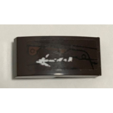 dark brown slope curved 2 x 1 x 2 3 with metal plates white arrow and scratches pattern model right side sticker - set 70228