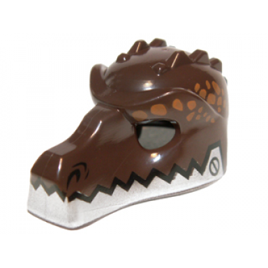 dark brown minifigure headgear mask crocodile with silver lower jaw pattern
