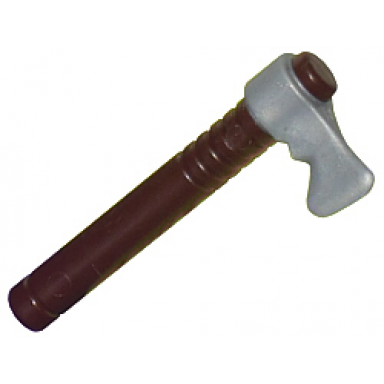 dark brown minifigure weapon tomahawk with molded flexible rubber flat silver blade pattern