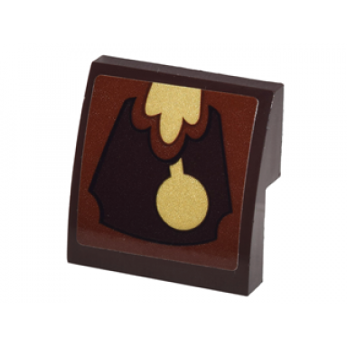 dark brown slope curved 2 x 2 x 2 3 with clock pendulum pattern sticker - set 41067