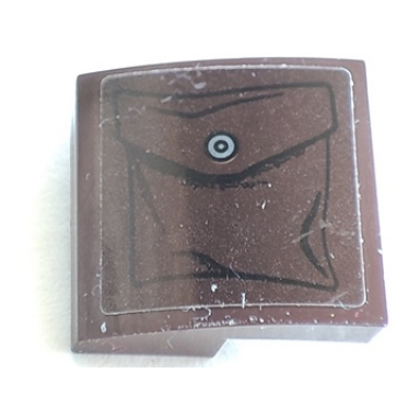 dark brown slope curved 2 x 2 x 2 3 with pocket with black outline and dark bluish gray button pattern model left side sticker - set 75525