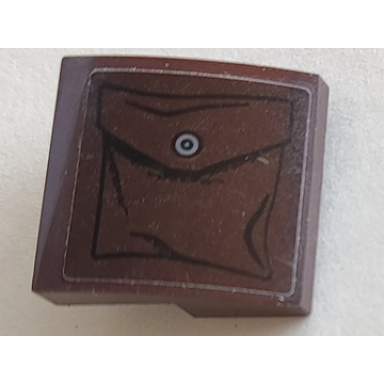 dark brown slope curved 2 x 2 x 2 3 with pocket with black outline and dark bluish gray button pattern model right side sticker - set 75525