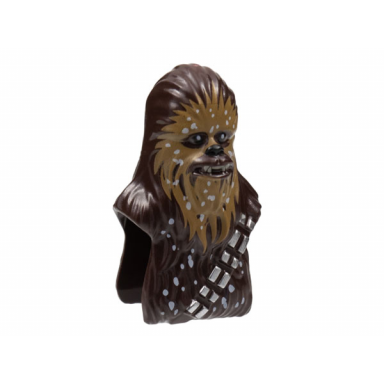 dark brown minifigure head modified sw wookiee chewbacca with medium nougat face fur white snow spots pattern