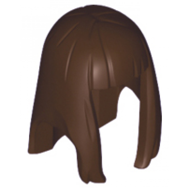 dark brown minifigure hair female long straight with bangs - flexible rubber