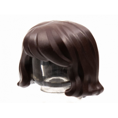 dark brown minifigure hair female shoulder length wavy with bangs