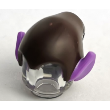 dark brown minifigure headgear hat elf drooping with molded medium lavender pointed ears pattern