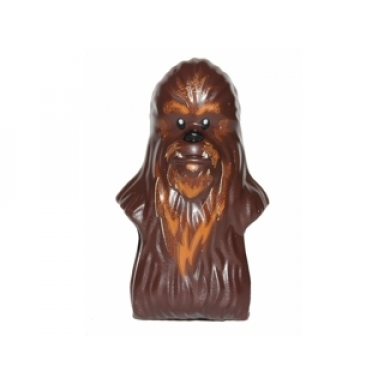 dark brown minifigure head modified sw wookiee wullffwarro with dark orange fur pattern