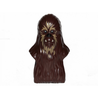 dark brown minifigure head modified sw wookiee with dark tan fur pattern 2