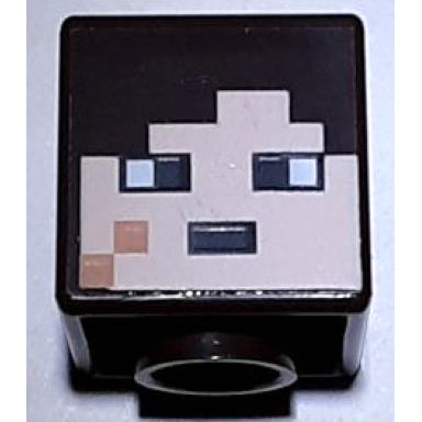 dark brown minifigure head modified cube with pixelated light nougat face and nougat cheek scar pattern minecraft end warrior