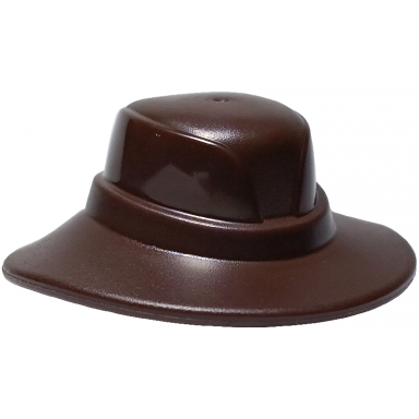 dark brown minifigure headgear hat wide brim with rear sag