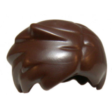 dark brown minifigure hair short tousled with side part and lock sticking up