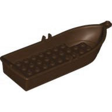 dark brown boat 14 x 5 x 2 with oarlocks without hollow inside studs