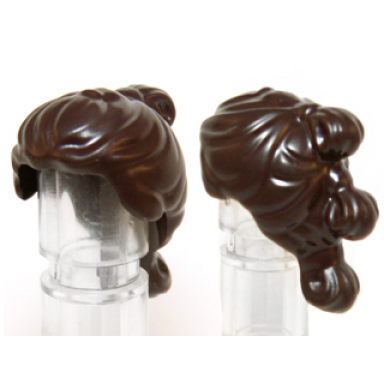 dark brown minifigure hair female ponytail with tied sections