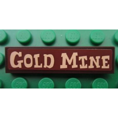 dark brown tile 1 x 4 with gold mine pattern sticker - set 7594