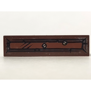 dark brown tile 1 x 4 with reddish brown rectangle and 2 screws pattern sticker - set 79010