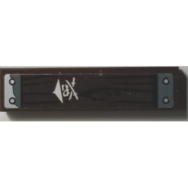 dark brown tile 1 x 4 with wood grain 4 nails and skull with crossbones pattern sticker - set 70593