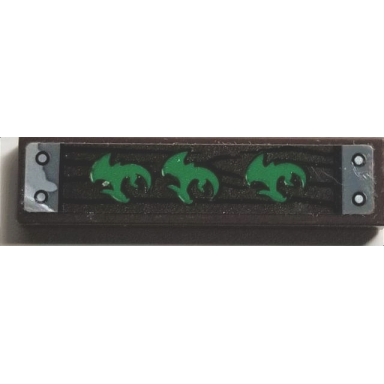 dark brown tile 1 x 4 with wood grain 4 nails and 3 dragon stamps pattern sticker - set 70593
