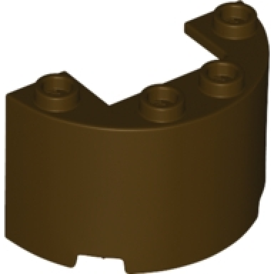 dark brown cylinder half 2 x 4 x 2 with 1 x 2 cutout