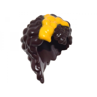 dark brown mini doll hair friends long with curls falling over shoulder with bright light orange ribbon pattern