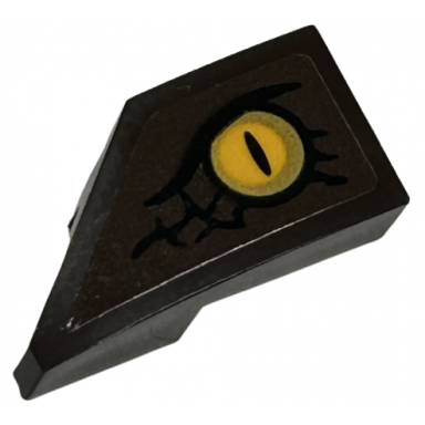 dark brown wedge 2 x 1 x 2 3 right with bright light orange dragon eye and black scales pattern sticker - set 76406