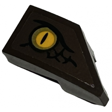 dark brown wedge 2 x 1 x 2 3 left with bright light orange dragon eye and black scales pattern sticker - set 76406